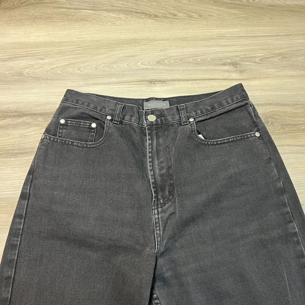 Vintage Black Jeans Womens 8 Dark Wash‎ Straight Leg Retro Boot Cut Wide Leg - Picture 4 of 7